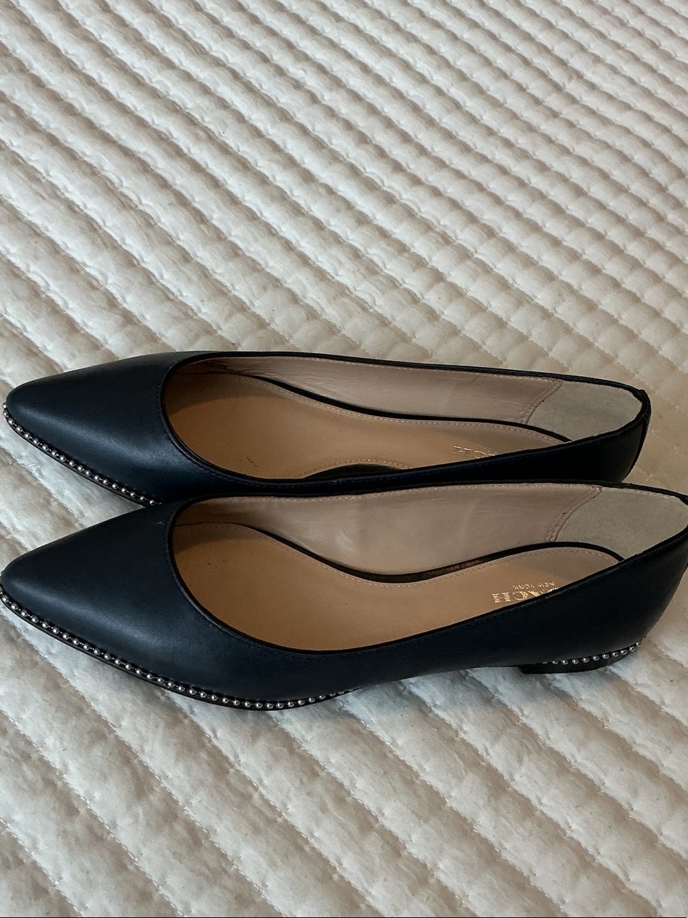 Coach Classic Navy 7 Viviana BeadChain Skinner Flats - Picture 6 of 10